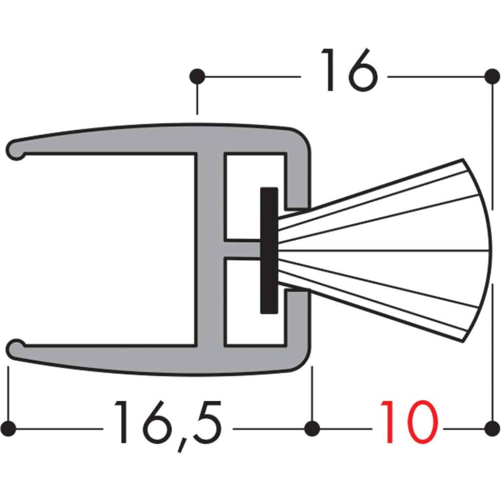 Joint Brosse Centrale sur Support 10mm