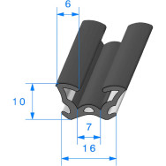 Coulisse de Vitre Floquée Ref 699 - Au mètre