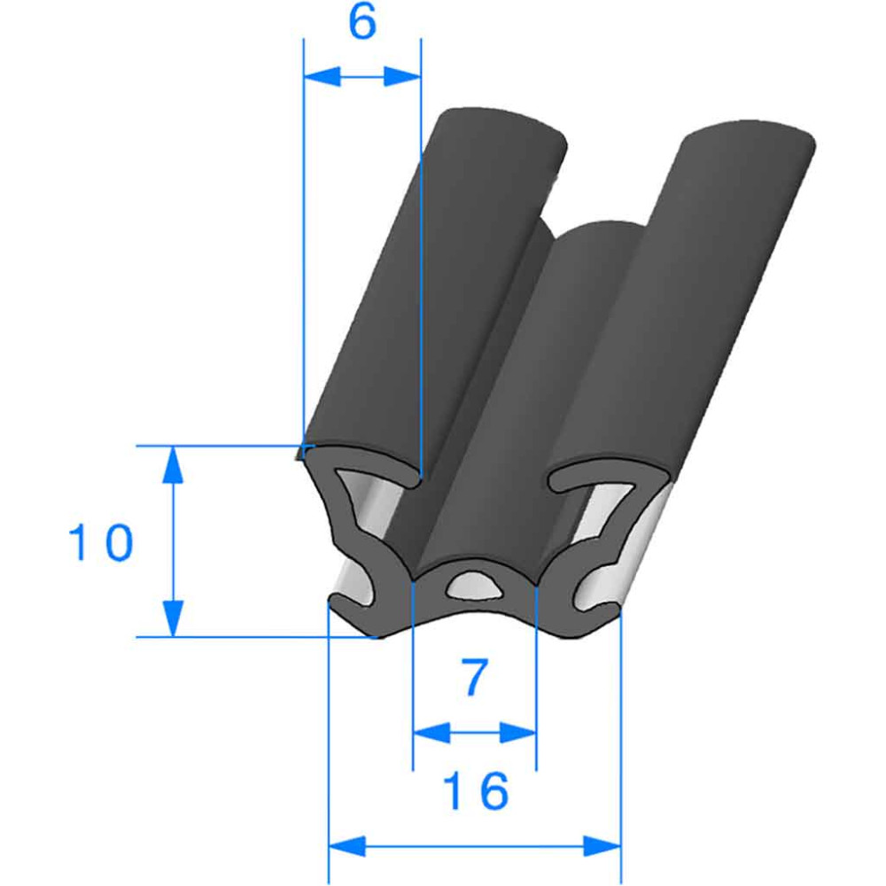 Coulisse de Vitre Floquée Ref 699 - Au mètre